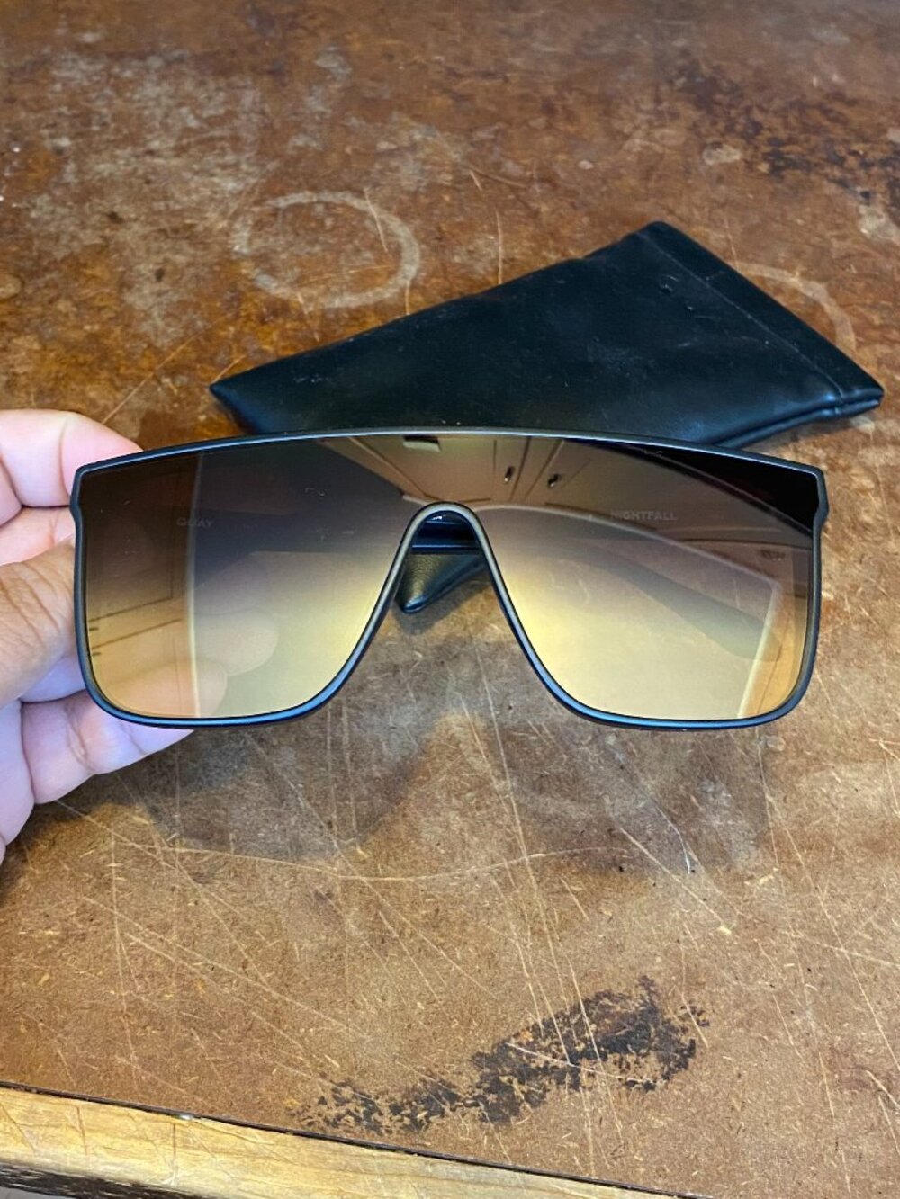 Quay Australia Nightfall Curve Shield Sunglasses Black Unisex